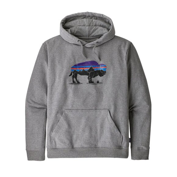 Patagonia Men’s‎ Fitz Roy Bison Uprisal Hoody in Gravel Heather Size Small - Picture 1 of 8